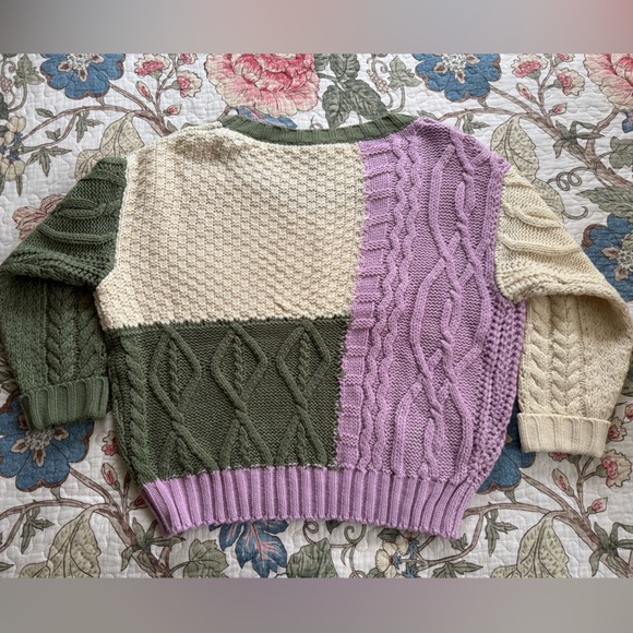 NWT Entro Colorblock Cable knit crewneck Sweater - Picture 7 of 10